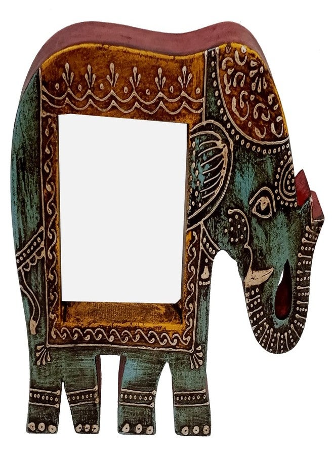 Purpledip Artistic Photoframe Wooden Elephant Shaped for 4x4 inch photo size Unique Indian souvenir (10989) - Image 2